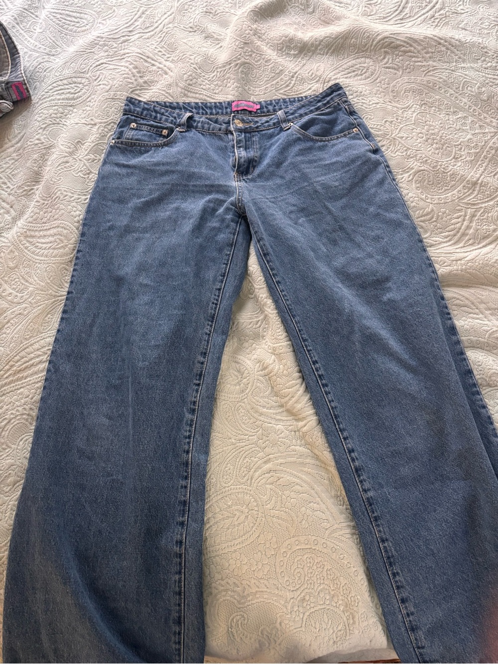 Edikted size large Blue Women's Jeans; low rise with wide/ Straight Leg